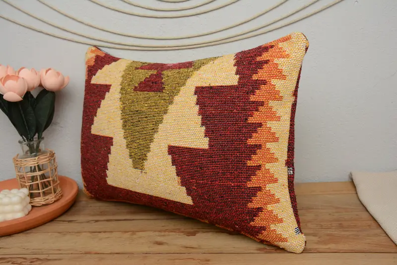 Cozy Throw Pillow Sham, Pillow Cover, Antique Pillows, Pillow for Couch, Muted Pillow Sham, 16x24 Red Pillow, Kilim Pillow Cover - 4
