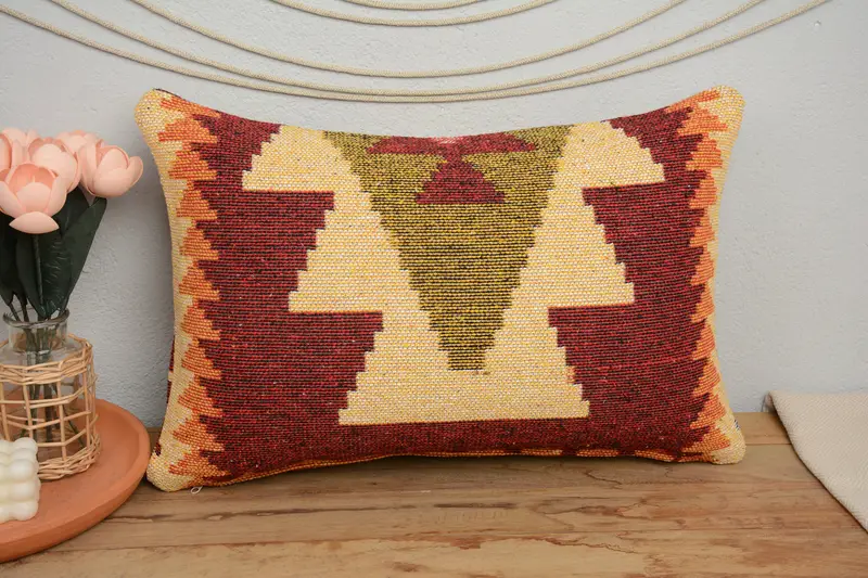 Cozy Throw Pillow Sham, Pillow Cover, Antique Pillows, Pillow for Couch, Muted Pillow Sham, 16x24 Red Pillow, Kilim Pillow Cover - 2