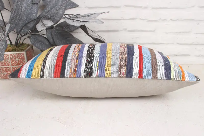 Pillow Case, Retro Throw Cushion Case, Kilim Pillow, Ethnical Kilim Rug Pillow, 12x20 White Cushion, Kilim Cushion Sham, Traditional Cushion Case - 5