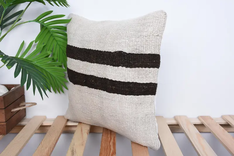 Antique Pillows, 16x16 White Cushion, Ethnic Cushion, Authentic Pillow Sham, Vintage Kilim Pillow, Pillow, Pillow for Sofa - 5
