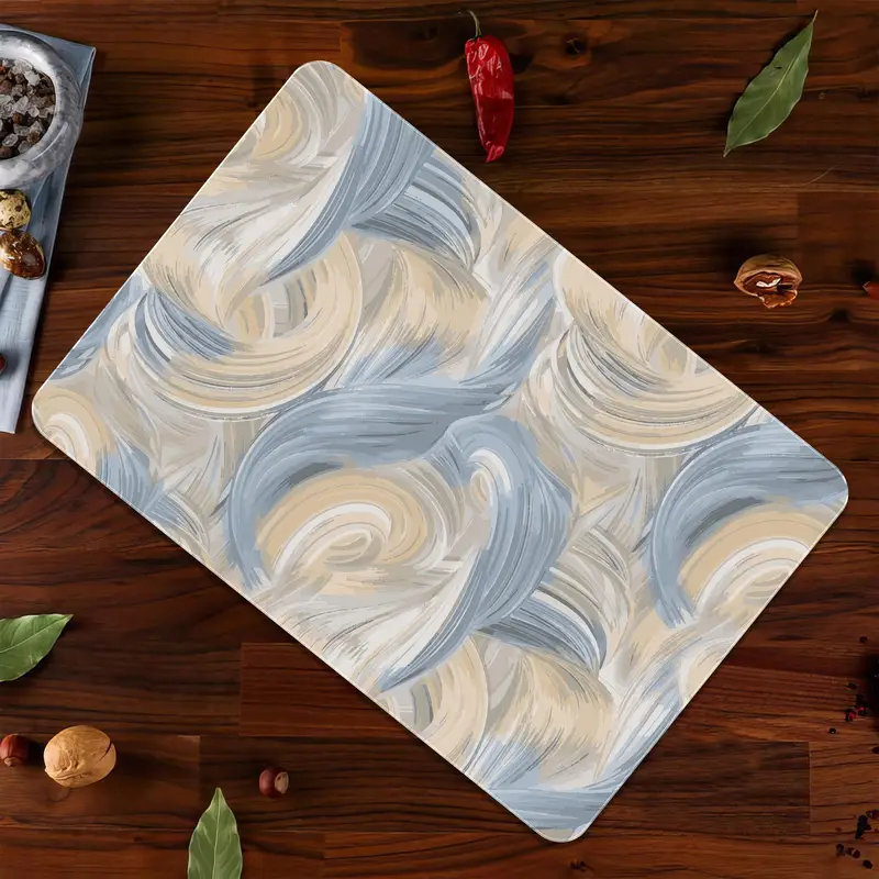 Temperli Emniyetli ve Kaymaz Ayaklı Desenli Cam Kesim Tahtası