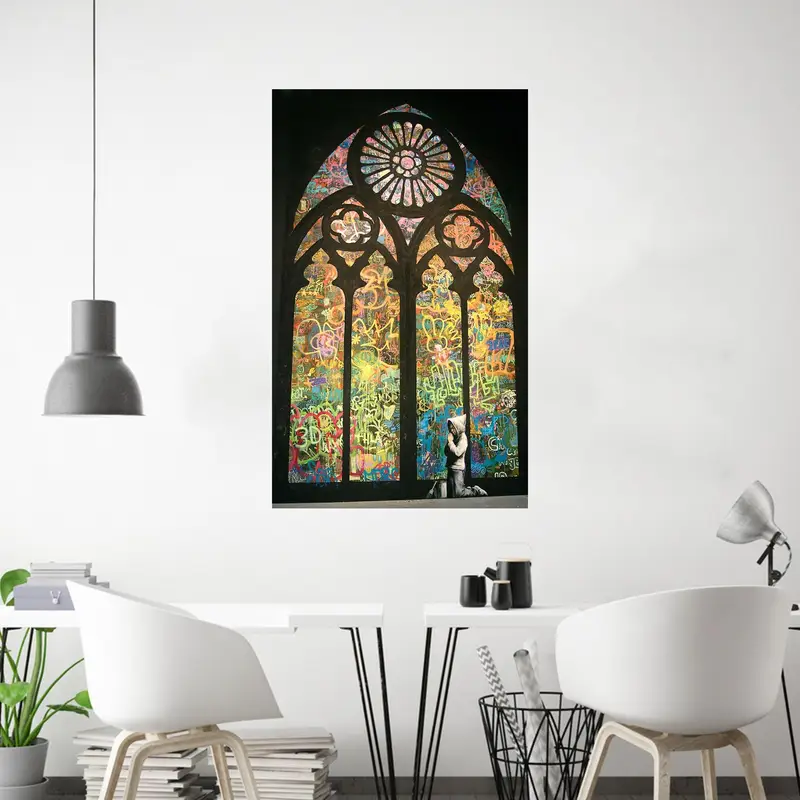 Elegant Printed Glass: Bansky Boy Graffiti Art Design