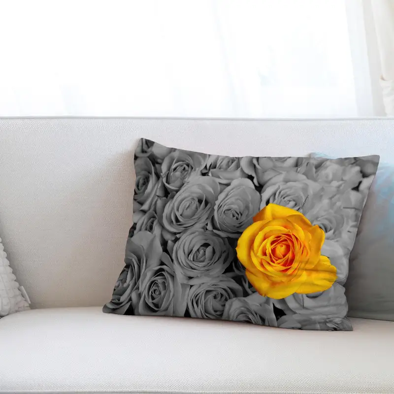 Yellow Rose Modern Vogue Printed Pillow - Luxury Fashion Accent