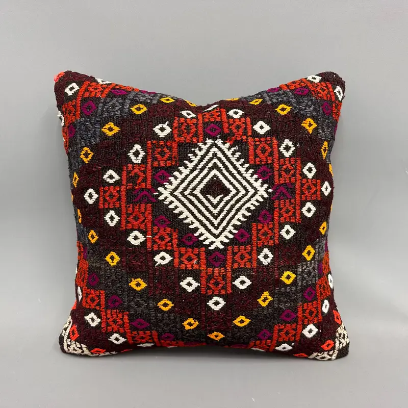 Yoga Pillow Case, Cushion, 18x18 White Cushion, Decorative Bolster Cushion Cover, Vintage Kilim Throw Pillow, Throw Kilim Pillow, Kilim Pillow Cover - 4