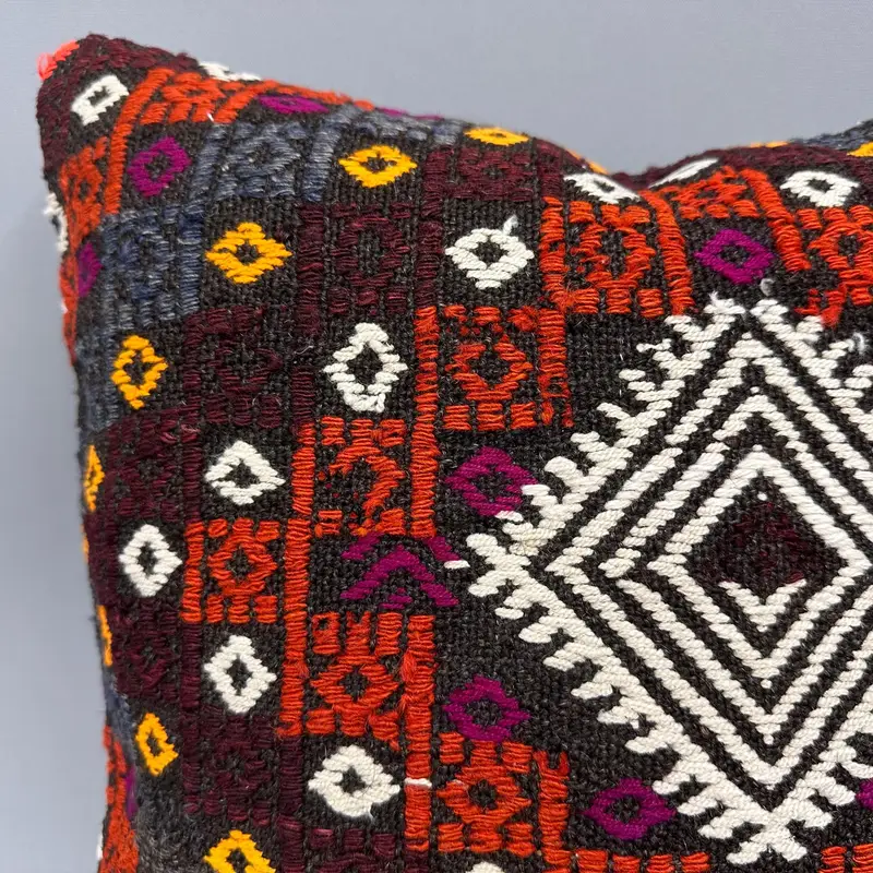 Yoga Pillow Case, Cushion, 18x18 White Cushion, Decorative Bolster Cushion Cover, Vintage Kilim Throw Pillow, Throw Kilim Pillow, Kilim Pillow Cover - 5