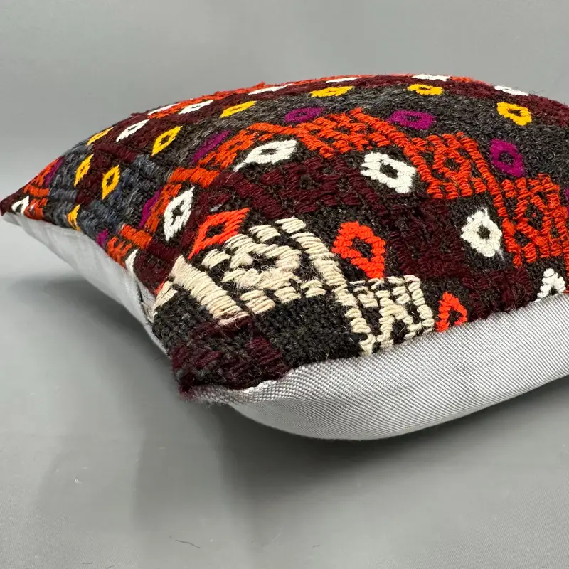Yoga Pillow Case, Cushion, 18x18 White Cushion, Decorative Bolster Cushion Cover, Vintage Kilim Throw Pillow, Throw Kilim Pillow, Kilim Pillow Cover - 6