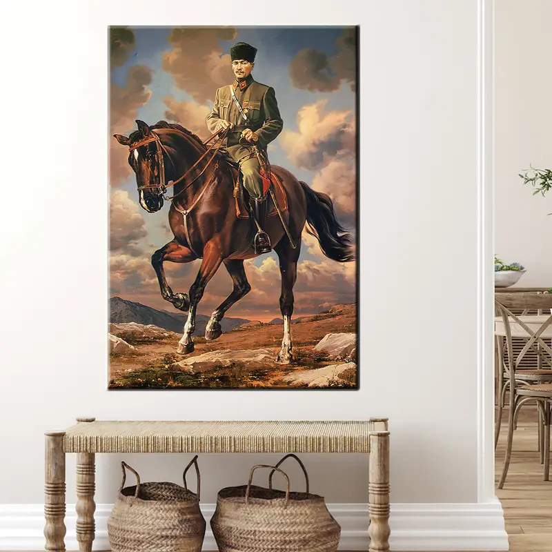 Atatürk Wall Art, Ataturk Oil Painting, Ataturk Ride on Horse, Mustafa Kemal Atatürk Poster, Living Room decor, Turkish Art, Turkish Art, - 7