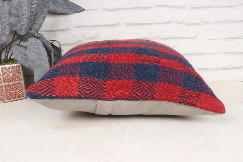 Retro Pillow Sham, Farmhouse Cushion, Handmade Throw Pillow, Pillow for Sofa, Boho Pillow Sham Cover, Pillow Sham, 16x16 Red Pillow, Boho Pillow - 5