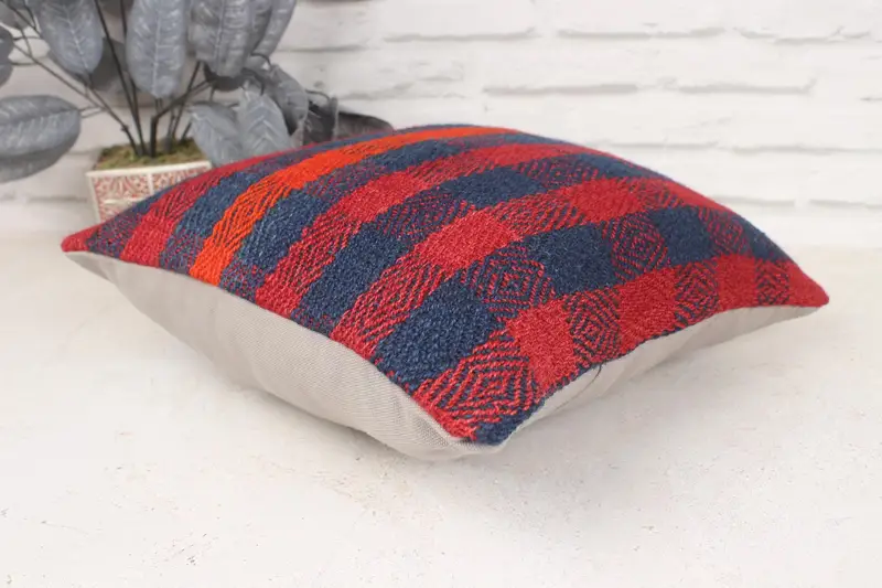 Retro Pillow Sham, Farmhouse Cushion, Handmade Throw Pillow, Pillow for Sofa, Boho Pillow Sham Cover, Pillow Sham, 16x16 Red Pillow, Boho Pillow - 6