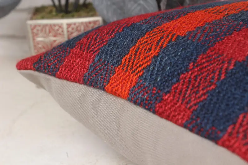 Retro Pillow Sham, Farmhouse Cushion, Handmade Throw Pillow, Pillow for Sofa, Boho Pillow Sham Cover, Pillow Sham, 16x16 Red Pillow, Boho Pillow - 7