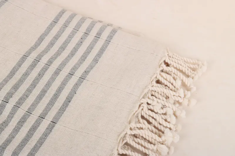 Personalised Gift, 70x40 Linen Striped Towel, Handmade Turkish bath towel for summer vacation, Summer Gift, Lightweight towel, Fouta towel - 4