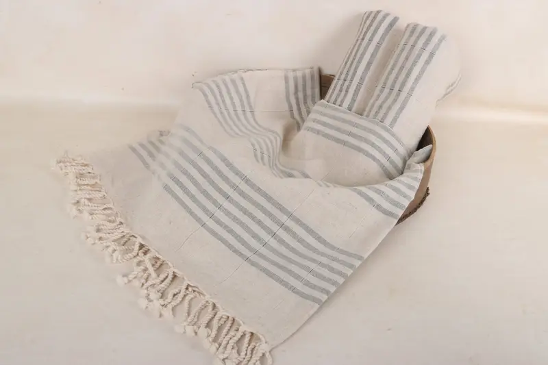 Personalised Gift, 70x40 Linen Striped Towel, Handmade Turkish bath towel for summer vacation, Summer Gift, Lightweight towel, Fouta towel - 6