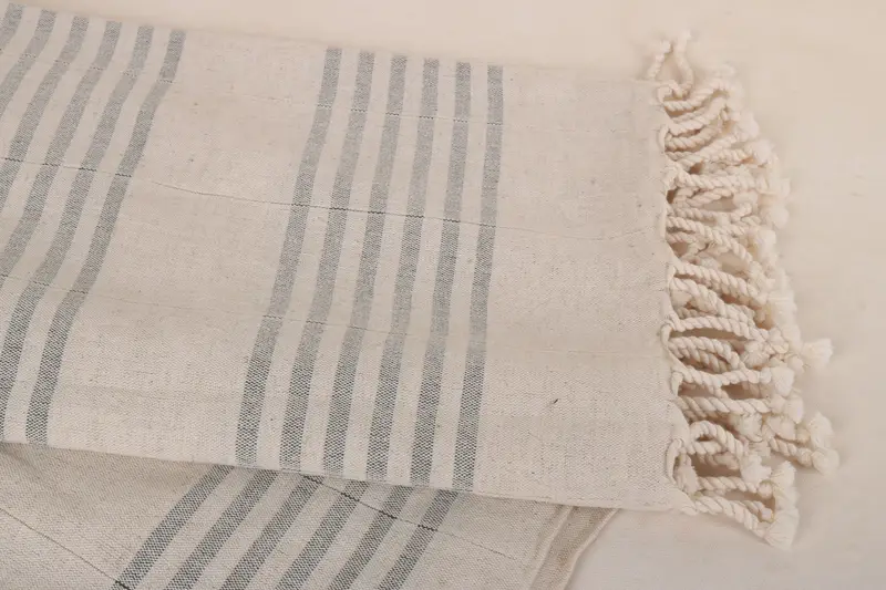 Personalised Gift, 70x40 Linen Striped Towel, Handmade Turkish bath towel for summer vacation, Summer Gift, Lightweight towel, Fouta towel - 8