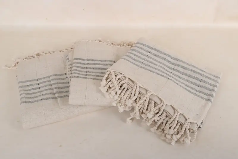 Personalised Gift, 70x40 Linen Striped Towel, Handmade Turkish bath towel for summer vacation, Summer Gift, Lightweight towel, Fouta towel - 3