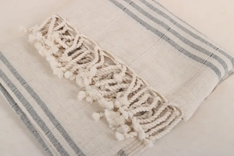Personalised Gift, 70x40 Linen Striped Towel, Handmade Turkish bath towel for summer vacation, Summer Gift, Lightweight towel, Fouta towel - 5