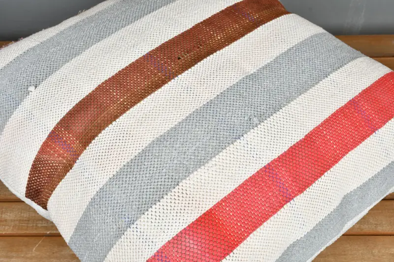 Vintage Kilim Pillow, Decorative Pillow, Cushion Case, Handmade Kilim Cushion, 24x24 White Pillow Case, Boho Pillow, Ottoman Pillow Case - 3