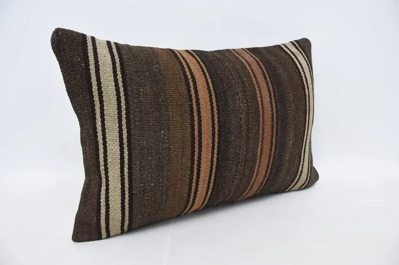 Bench Cushion, Vintage Pillow, 16x24 Brown Cushion Cover, Cushion Case, Toss Cushion, Home Decor Pillow, Boho Pillow Sham Cover - 3
