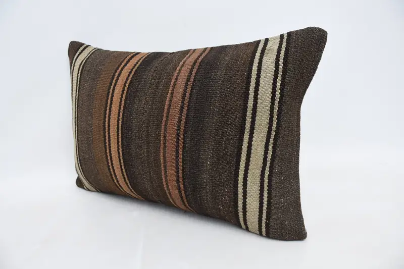 Bench Cushion, Vintage Pillow, 16x24 Brown Cushion Cover, Cushion Case, Toss Cushion, Home Decor Pillow, Boho Pillow Sham Cover - 4