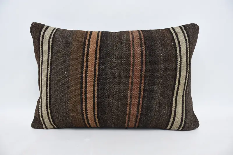 Bench Cushion, Vintage Pillow, 16x24 Brown Cushion Cover, Cushion Case, Toss Cushion, Home Decor Pillow, Boho Pillow Sham Cover - 1
