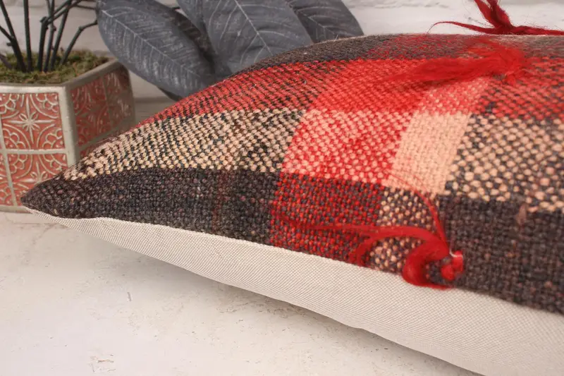 Morroccon Kilim Cushion Pillow Cover, Ethnical Kilim Rug Pillow, Pillow Case, 12x36 Red Cushion Case, Kilim Cushion Sham, Home Decor Pillow - 6