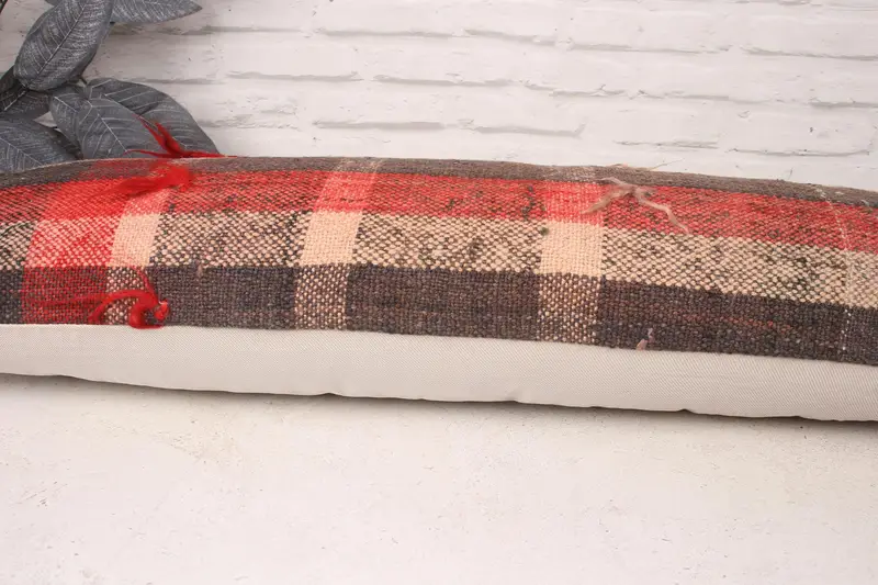 Morroccon Kilim Cushion Pillow Cover, Ethnical Kilim Rug Pillow, Pillow Case, 12x36 Red Cushion Case, Kilim Cushion Sham, Home Decor Pillow - 5
