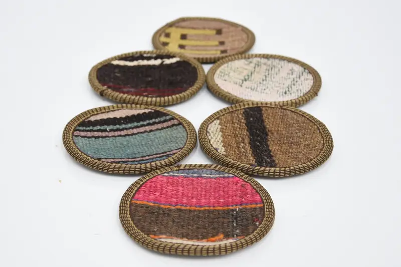 Pink and Brown Striped Coasters, Unique and Washable Coasters