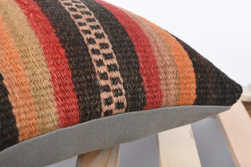 Knitted Pillow Case, 14x14 Brown Pillow Cover, Pillow Sham, Interior Designer Pillow, Ethnical Kilim Rug Pillow, Handmade Kilim Cushion - 7