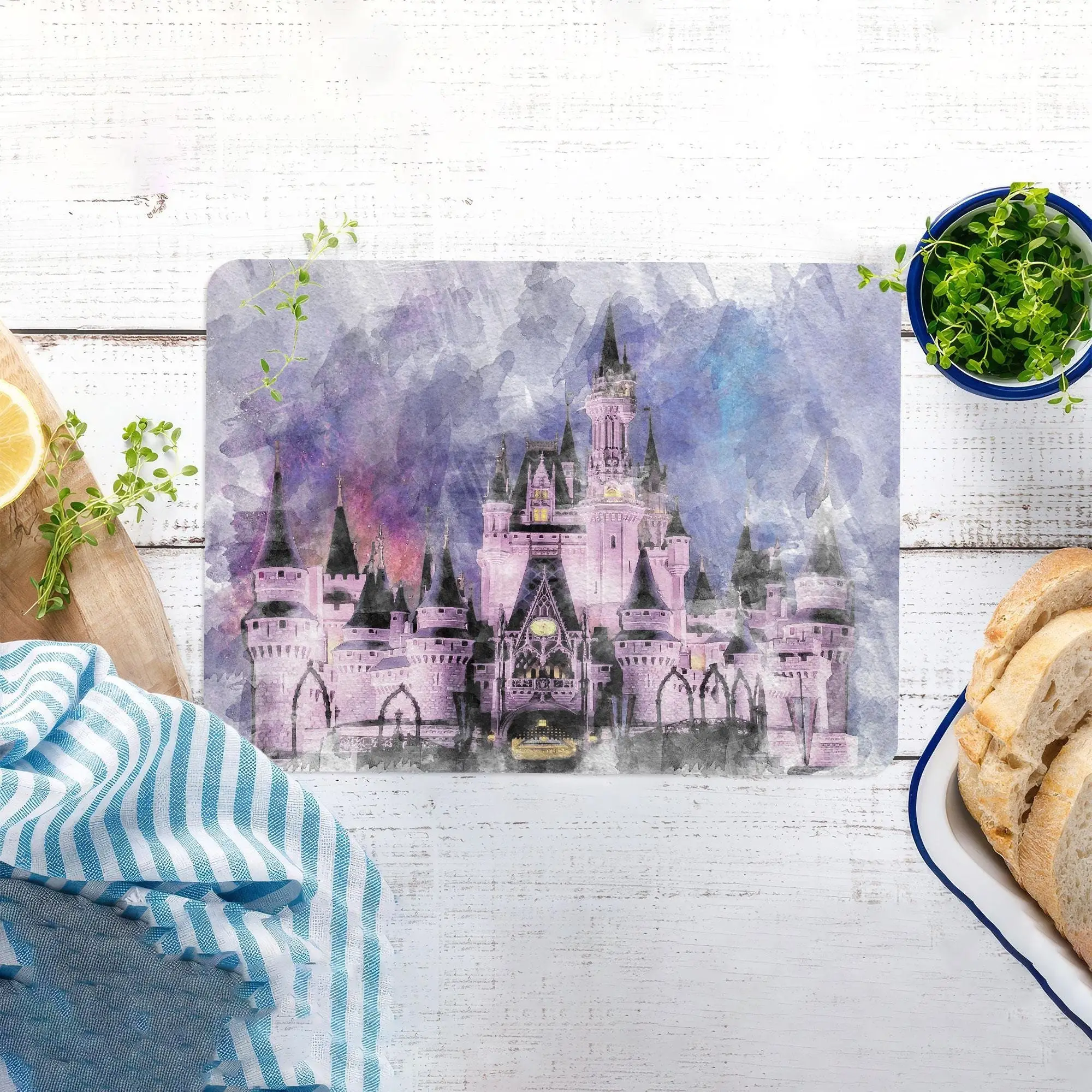 Cinderella Castle Glass Cutting Board for Kids' Kitchen Fun - 1