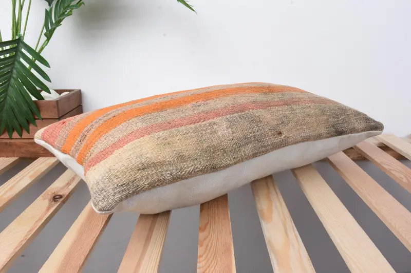 Pillow, Gift Pillow, Art Deco Cushion Cover, 12x24 Orange Pillow Cover, Christmas Cushion Cover, Boho Pillow Sham Cover, Vintage Kilim Pillow - 6