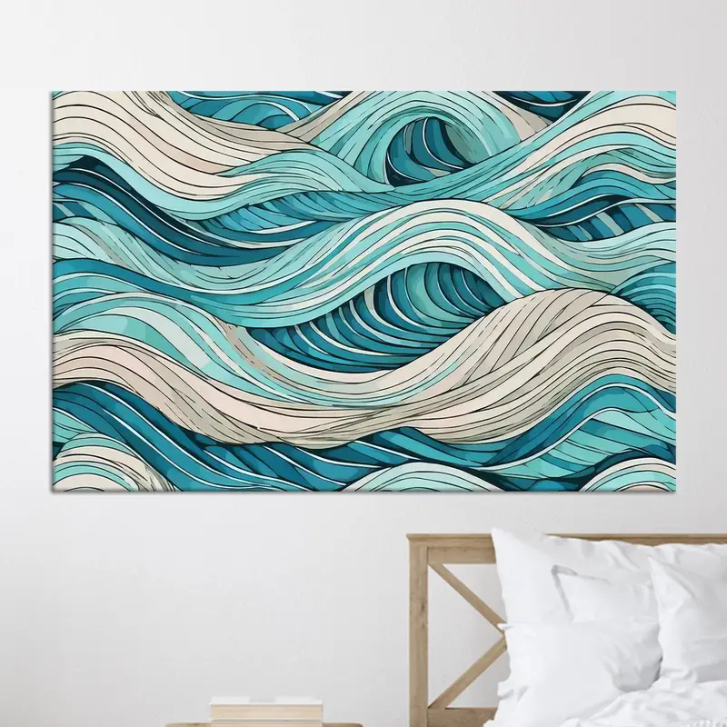 Abstrakte Wellenleinwand: Gedruckte Kunst für moderne Eleganz