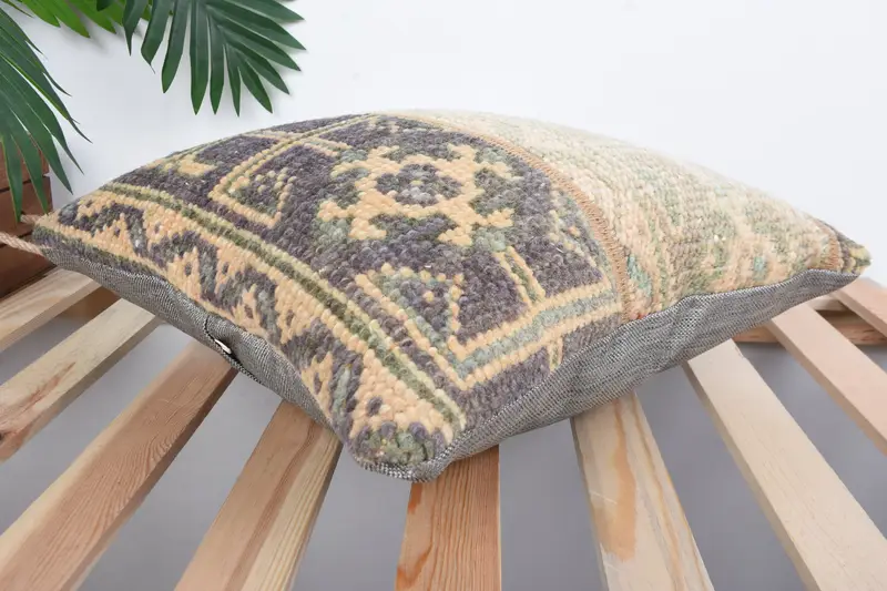 Vintage Kilim Pillow, Sofa Pillow, Kilim Pillow, Pillow Case, Vintage Kilim Throw Pillow, Shabby Chic Cushion Case, 16x16 Brown Cushion - 6
