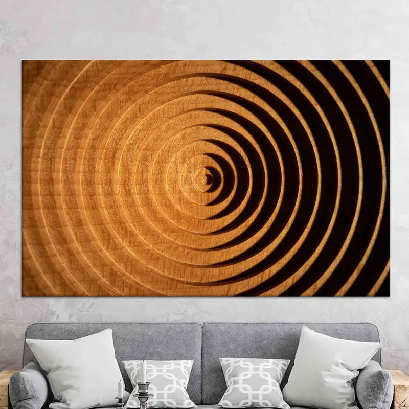 トレンディな木の質感を備えた現代的な幾何学的なキャンバス