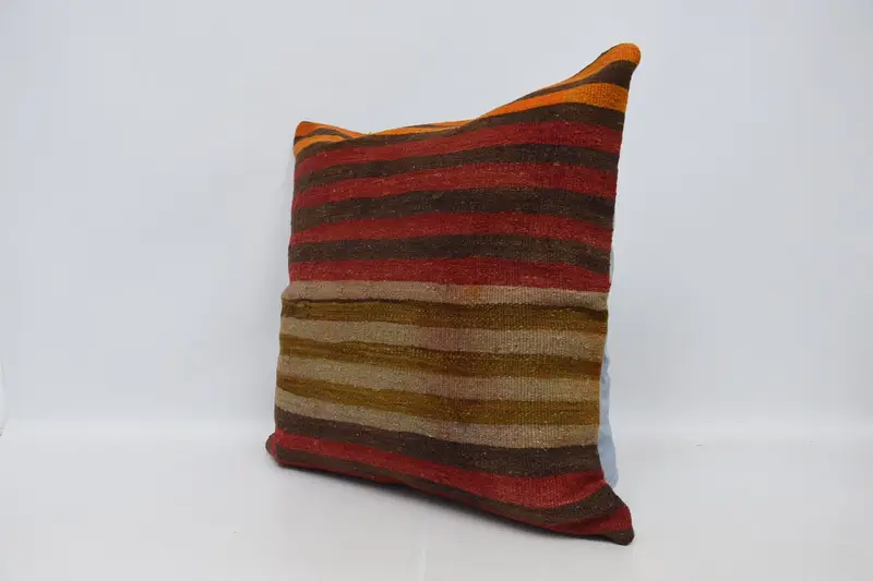 Throw Kilim Pillow, Bolster Throw Cushion Cover, Vintage Kilim Pillow, Boho Pillow Sham Cover, 28x28 Red Pillow Sham, Toss Pillow, Pillow Cover - 4