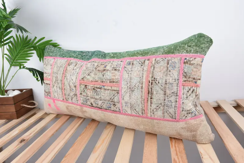 Chair Pillow Case, Turkish Kilim Pillow, 16x36 Beige Pillow Cover, Home Decor Pillow, Cushion Cover, Boho Pillow - 5