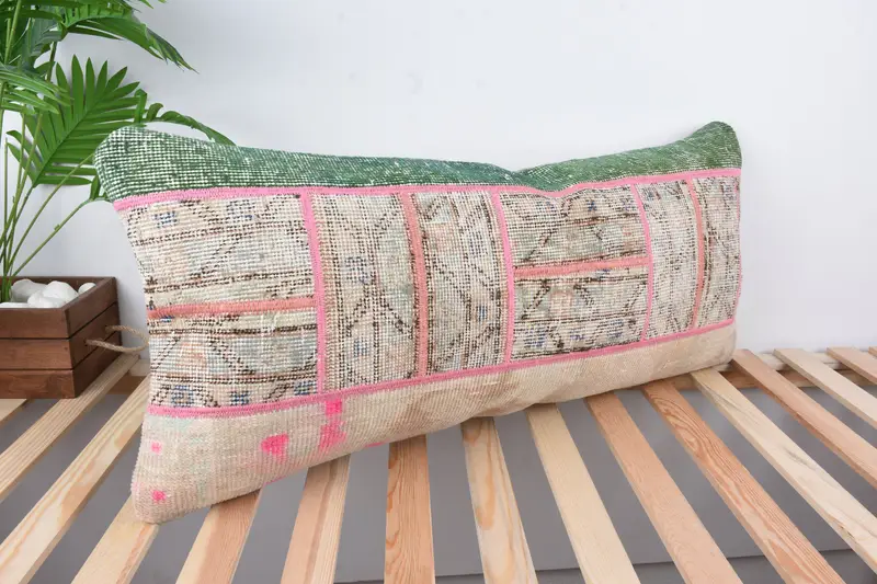 Chair Pillow Case, Turkish Kilim Pillow, 16x36 Beige Pillow Cover, Home Decor Pillow, Cushion Cover, Boho Pillow - 4