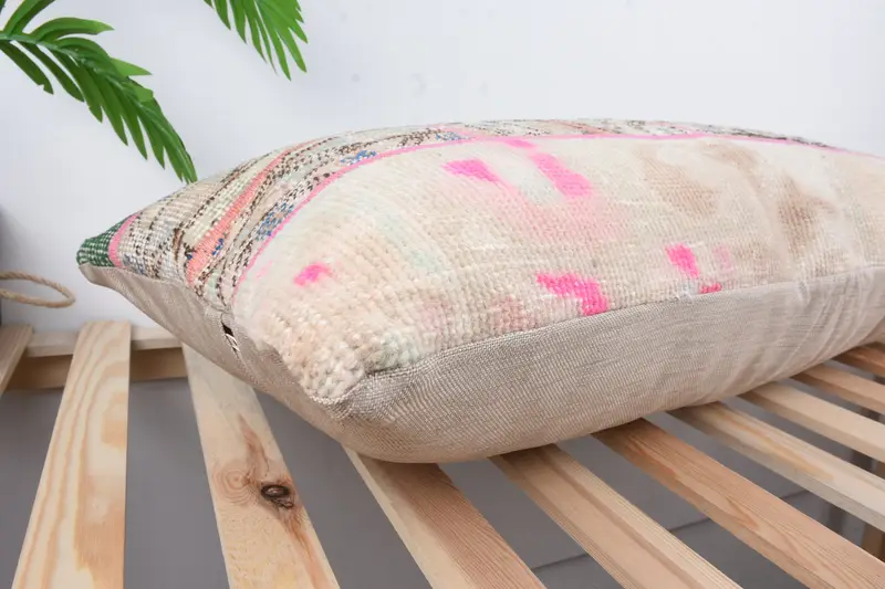 Chair Pillow Case, Turkish Kilim Pillow, 16x36 Beige Pillow Cover, Home Decor Pillow, Cushion Cover, Boho Pillow - 6