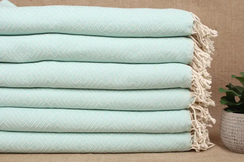 トルコ ビーチタオル モノグラム ベージュ 40x75 インチ