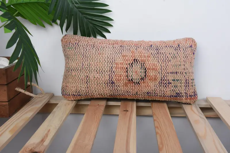 Pillow, 8x16 Blue Cushion, Turkish Pillow, Vintage Kilim Throw Pillow, Vintage Throw Cushion, Handmade Kilim Cushion, Nomadic Cushion Case - 1