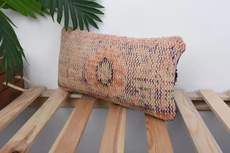 Pillow, 8x16 Blue Cushion, Turkish Pillow, Vintage Kilim Throw Pillow, Vintage Throw Cushion, Handmade Kilim Cushion, Nomadic Cushion Case - 5