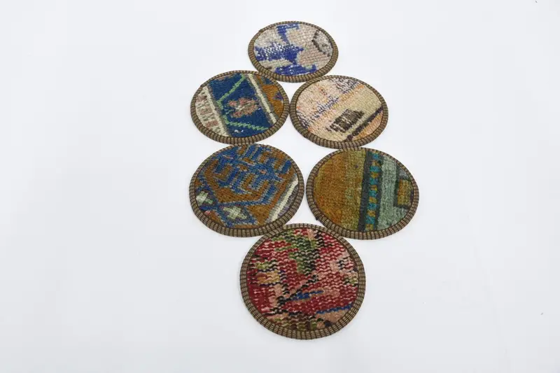 Blue and Beige Round Coaster Set, Unique and Stylish Coasters