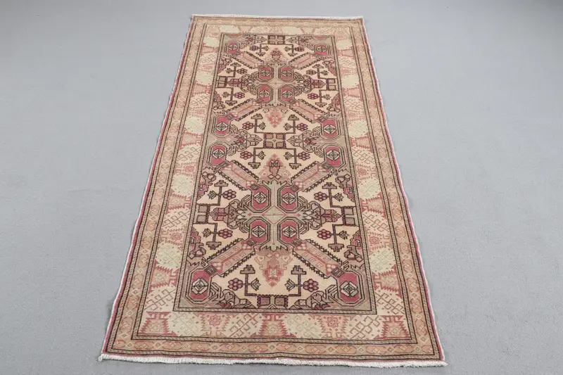 ベージュ & パープル ストライプ ラグ、3.2x6.2 フィート シックな装飾