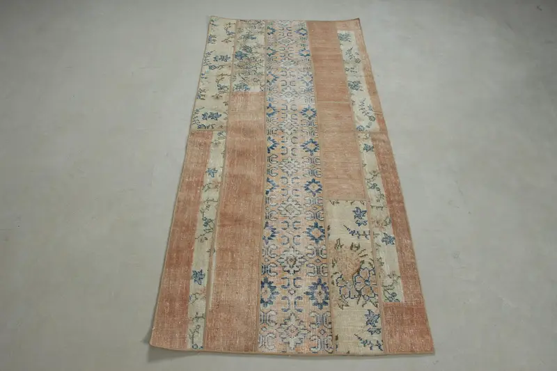 Alfombra Ikat naranja y azul vibrante, 2,6 x 5,9 pies