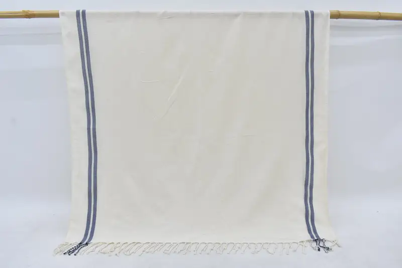 Blue Striped Turkish Cotton Bath Towel, Personalized Gift, 70x40 Inches