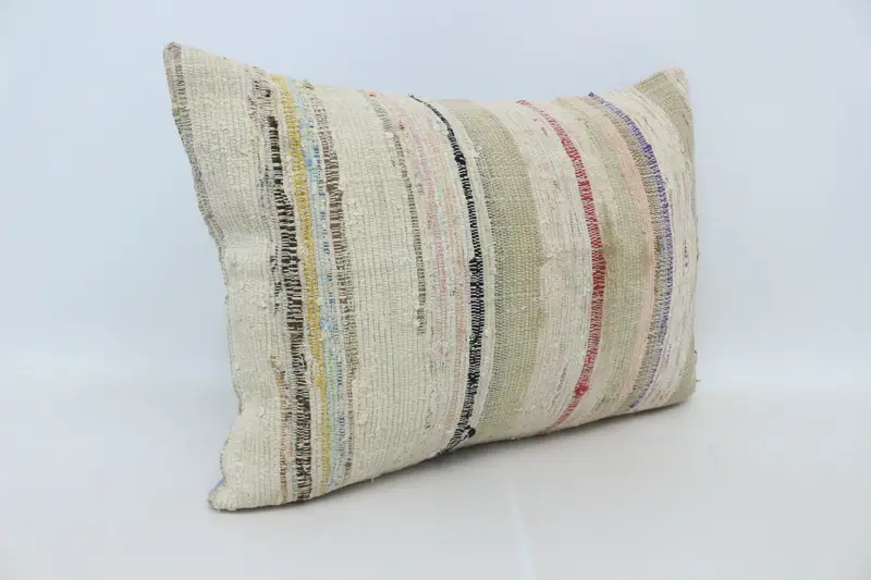 Antique Pillows, Floor Pillow Cover, Turkish Kilim Pillow, 20x28 Beige Pillow, Cushion Cover, Authentic Pillow, Handmade Kilim Cushion - 3