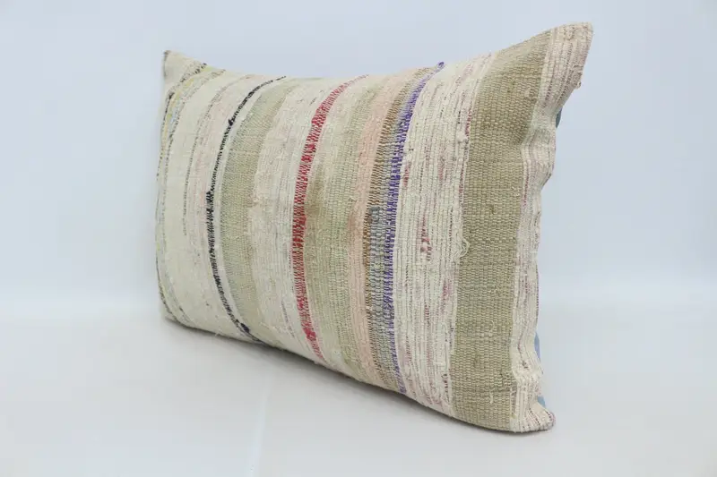 Antique Pillows, Floor Pillow Cover, Turkish Kilim Pillow, 20x28 Beige Pillow, Cushion Cover, Authentic Pillow, Handmade Kilim Cushion - 4