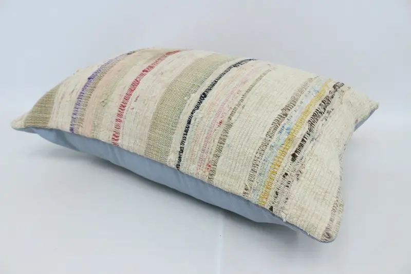 Antique Pillows, Floor Pillow Cover, Turkish Kilim Pillow, 20x28 Beige Pillow, Cushion Cover, Authentic Pillow, Handmade Kilim Cushion - 6