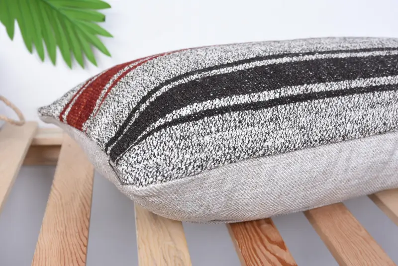 Indoor Pillow Sham, Anatolian Pillow, Vintage Pillow, 12x24 Red Pillow Case, Cushion, Antique Pillows, Garden Pillow, Kilim Pillow Cover - 6