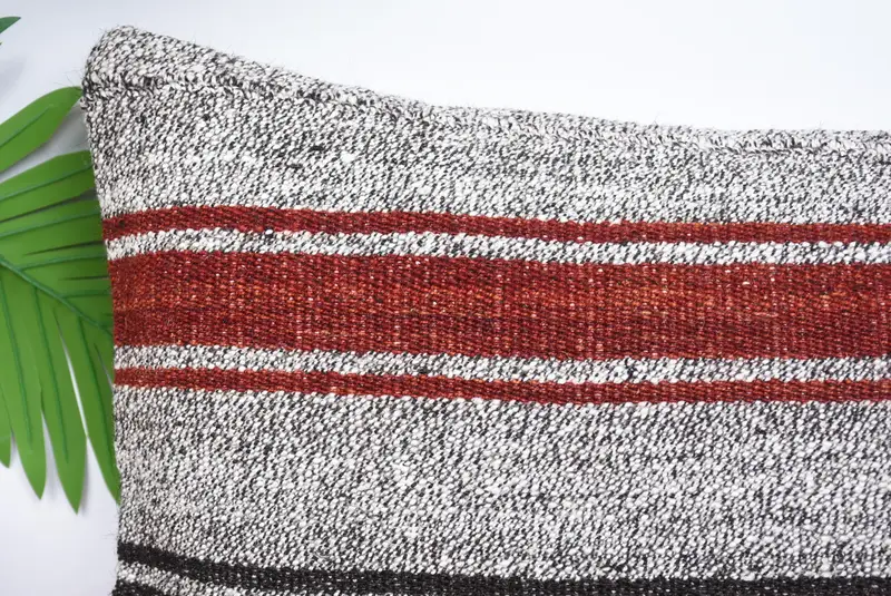 Indoor Pillow Sham, Anatolian Pillow, Vintage Pillow, 12x24 Red Pillow Case, Cushion, Antique Pillows, Garden Pillow, Kilim Pillow Cover - 2