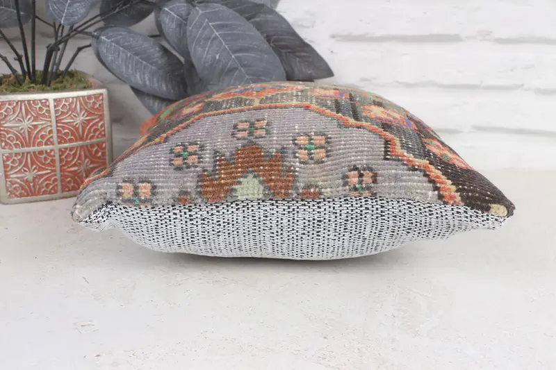Ethnic Cushion, 12x12 Orange Cushion, Cushion Cover, Vintage Cushion Case, Gift Pillow, Outdoor Throw Pillow, Throw Kilim Pillow, Kilim Cushion Sham - 5