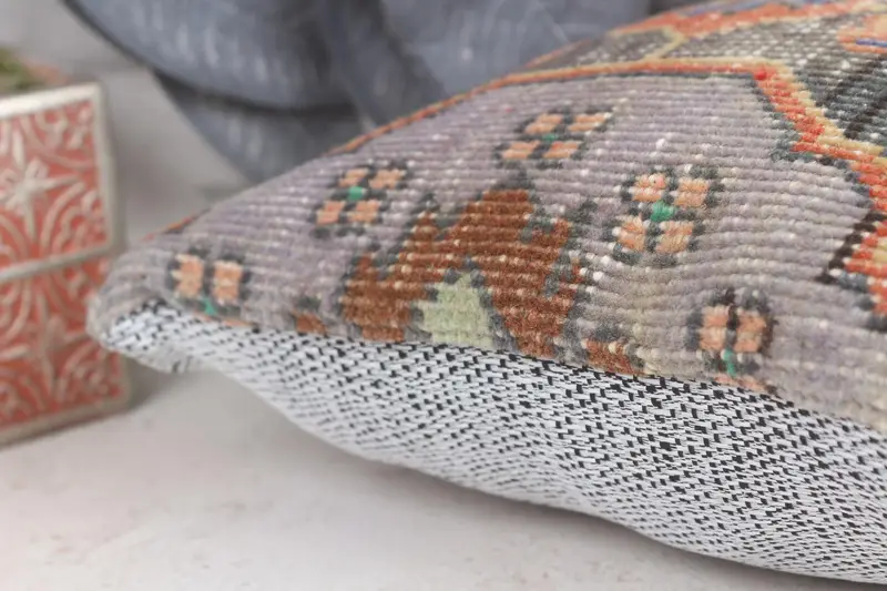 Ethnic Cushion, 12x12 Orange Cushion, Cushion Cover, Vintage Cushion Case, Gift Pillow, Outdoor Throw Pillow, Throw Kilim Pillow, Kilim Cushion Sham - 7